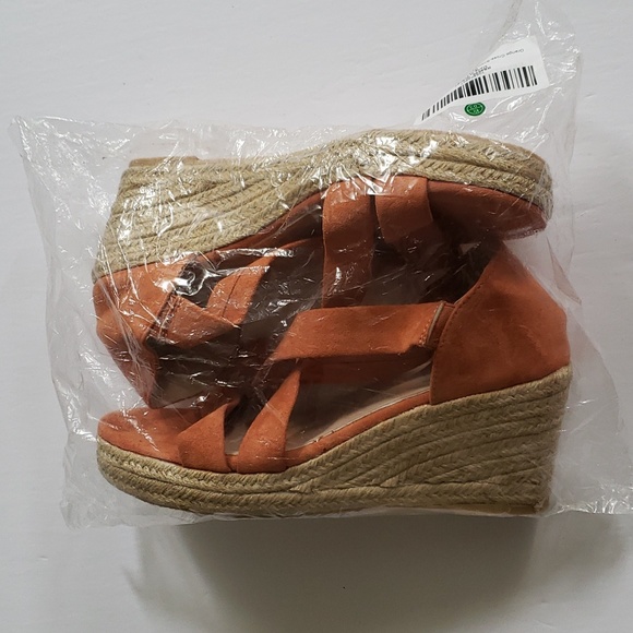 ROSY Orange Cross-Strap Espadrille Wedge Sandal - Women - Picture 7 of 8